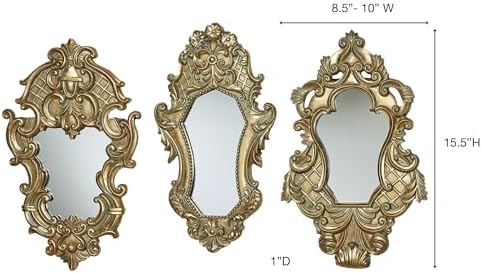 Lattice Scroll Gold Traditional Classic Wall Mirrors | Set of Three | Vintage - Image 3