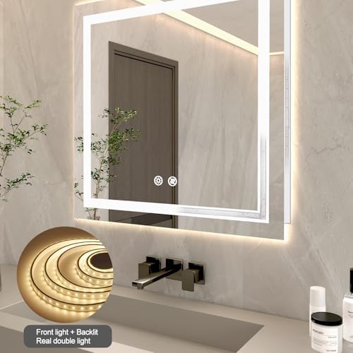 36 X 36 Inch Square LED Bathroom Vanity Mirror, 3 Colors Light Dimmable - Image 2