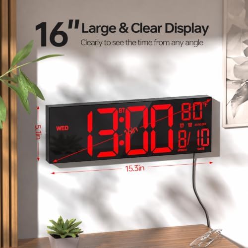 JALL 16.2" Large Digital Wall Clock - Image 2