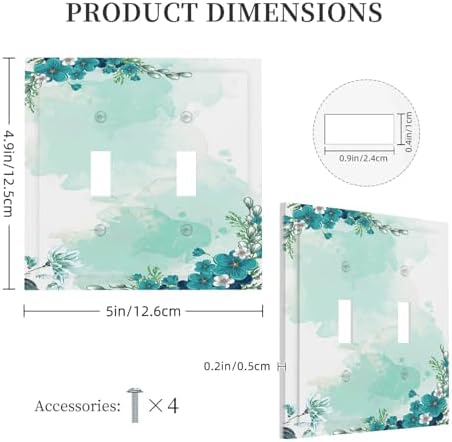 Decorative Switch Plates Blue Green Flowers Light Green Watercolor Patterns 2 - Image 5