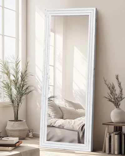 65x22in Full Length Mirror, 3-Tier Stepped Solid Wood Frame by ABSWHLM