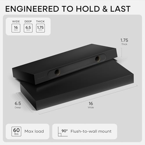 Homeforia 16 Inch Floating Shelves, High-End Solid Pine Wood - Image 2
