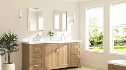 TETOTE Brushed Nickel Mirror 22" x 30" Rectangle Beveled Frame Bathroom Vanity - Image 2