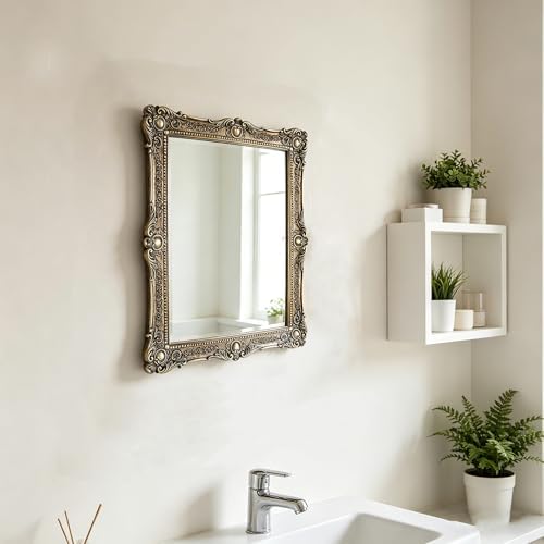 OIGUMR Wall Mirror, Freestanding or Wall Mount, Antique Gold, 10x12 inch - Image 2