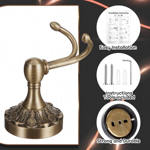 Yaocom 4 Pack Antique Towel Hooks Wall Mounted - Image 3