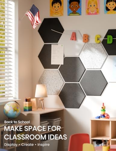 Fluxynara 8-Pack Hexagon Felt Bulletin Board Tiles, Concrete Echo-1 - Image 5