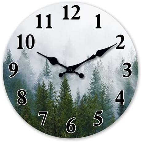 XFM Large Misty Forest Wall Clock 20 Inch Green Tree by XFMWallClock