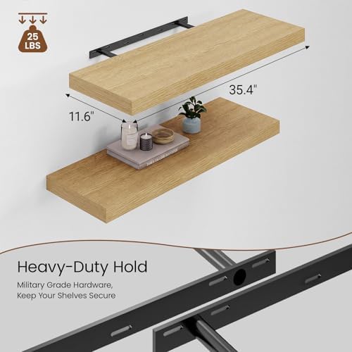 Heimlove 36 Inch Wall Shelf Bathroom Shelves Set of 2, Wall Mounted Shelves - Image 3