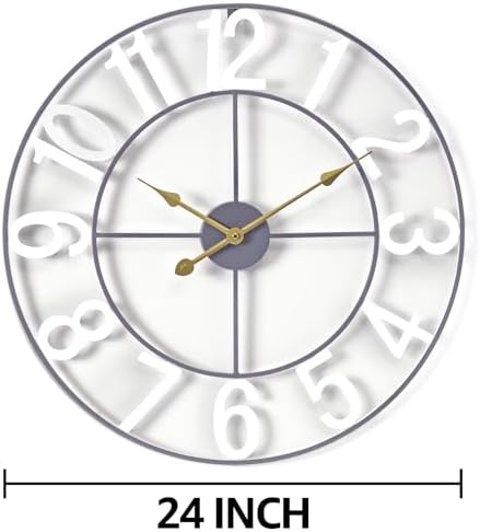 Sorbus Large Wall Clock, Metal Frame, Battery Powered - Image 2