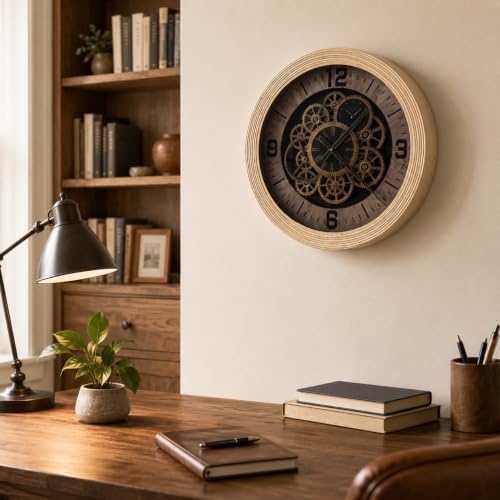 Real Moving Gears Wall Clock Large Farmhouse Clocks - Image 4