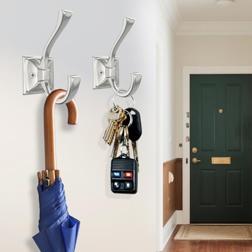 TOFIIGREM 2 Pack Brushed Nickel Towel Robe Hooks, Coat Hooks - Image 4