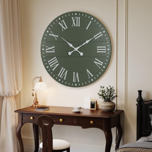 Large Wall Clock with Roman Numeral, 28” Shiplap Farmhouse Clock - Image 5