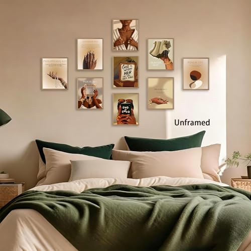 Msvenors Black Girl Wall Art Set of 9, Christian Inspirational Bible Verse - Image 2