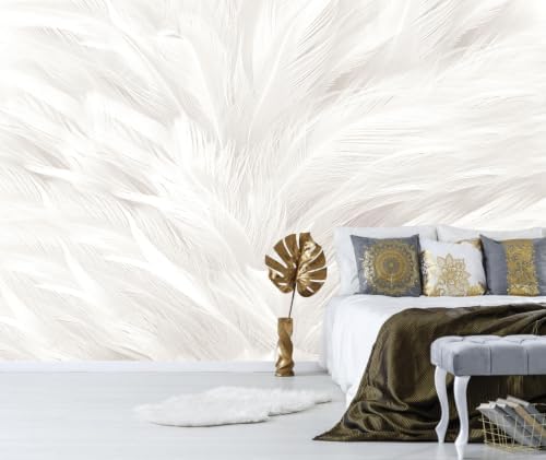 Gray and White Feather wall Mural Peel and Stick - Image 3