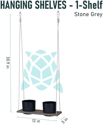 Hanging Planter Line, Plant Hanger, Stone Gray, 2 Pots Shelf - Image 3