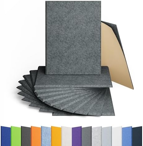 12 Pack Rectangle Acoustic Panels Self Adhesive Sound Proof Foam by Amantech