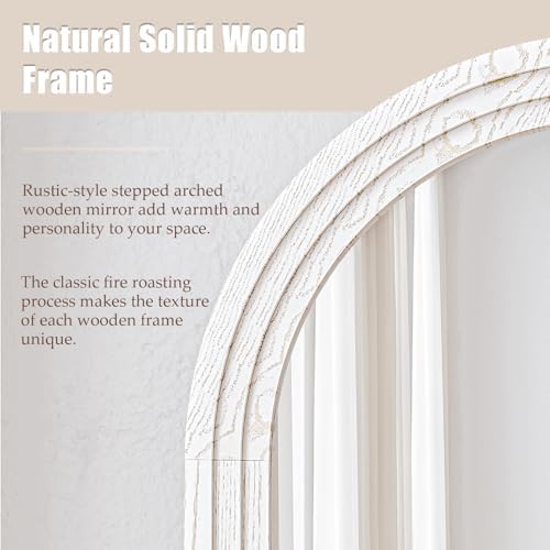 30"x71" Full Length Mirror Solid Wood Frame, Arched Floor Mirror Full Length - Image 2