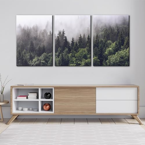 Pacimo Canvas Wall Art Fog Over Pine Tree Forest Nature Wilderness Photography - Image 3