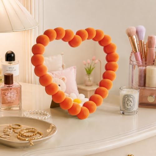 Aesthetic Orange Desk Makeup Mirror Decor - Image 2