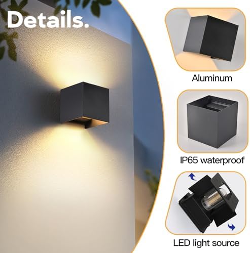2 Pcs Outdoor Wall Lights Exterior/Interior G9 Wall Sconces Up and Down Lights - Image 4