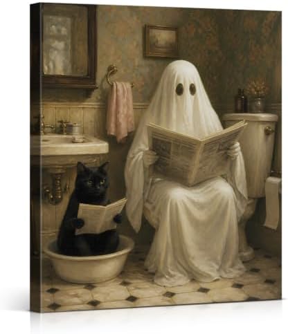 Halloween Bathroom Wall Decor, Ghost on Toilet by Unknown