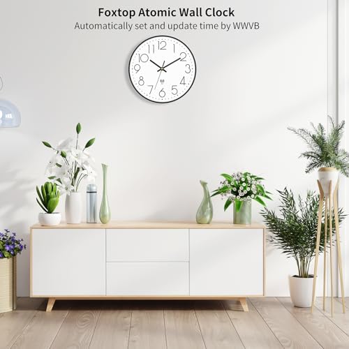 Foxtop 12" Atomic Wall Clock Battery Operated Modern Analog Clock - Image 3