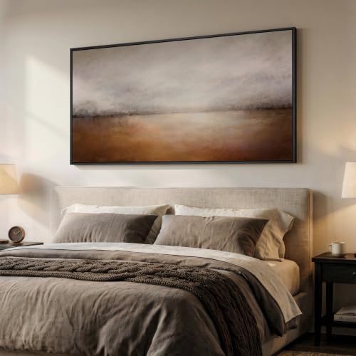 Large Framed Brown Abstract Landscape Wall Art - Image 2