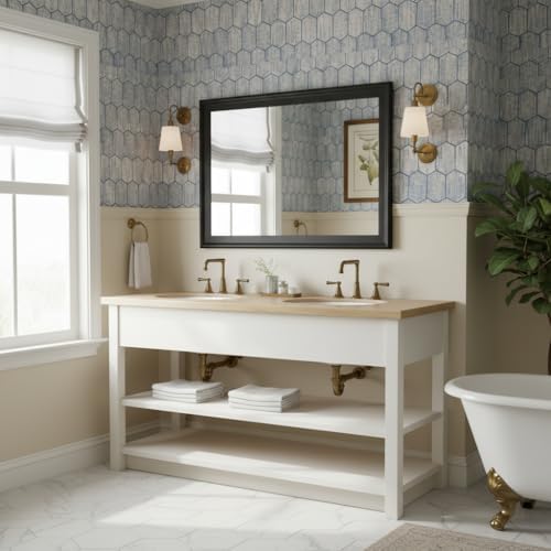 Black 30 x 36 Inch Rectangle Vanity Wall Mirror - Image 3