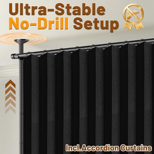 AJAZZ Room Divider Curtain+ Tension Curtain Rod No Drilling 43-120× 35-200 in - Image 3