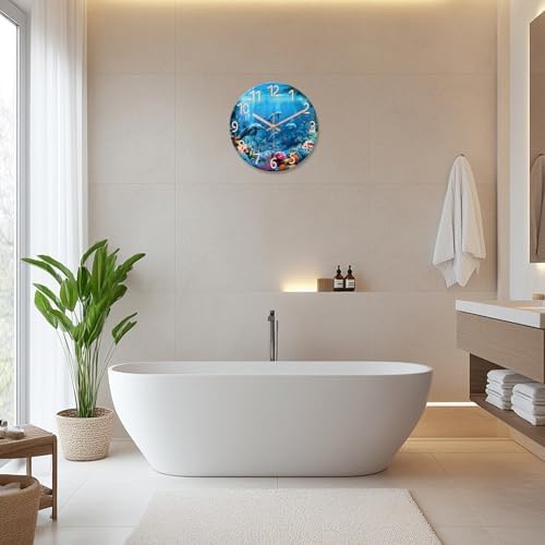 XFM Tropical Dolphin Wall Clock 14 Inch Blue Ocean - Image 2