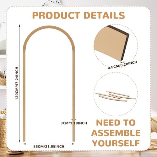 Novabright Arch Wood Molding 47 x 22 Inch, Arch Unfinished Trim - Image 2