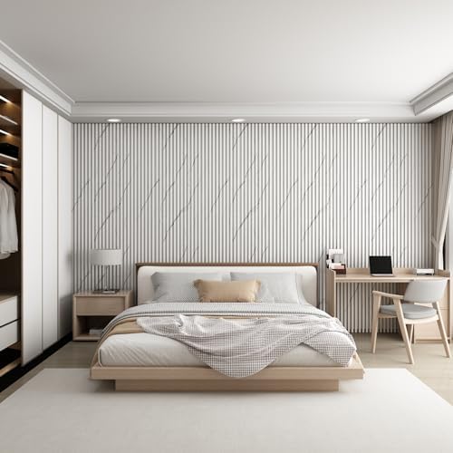 Slat Wall Panel 8-Pack, 118’’x6.1’’, Marble White - Image 6