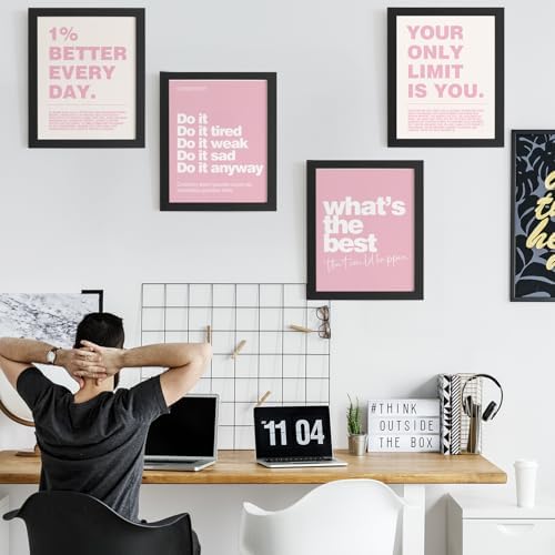 DSHFG Motivational Inspirational Office Wall Art Decor Pink Prints 4Pcs - Image 3