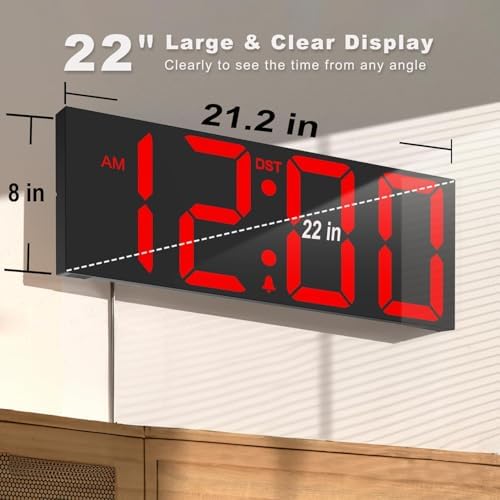 JALL 22" Large Digital Wall Clock - Image 2