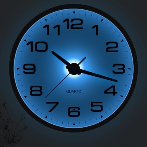 JoFomp Lighted Wall Clocks Battery Operated, 12 Inch Wall Clock by JoFomp