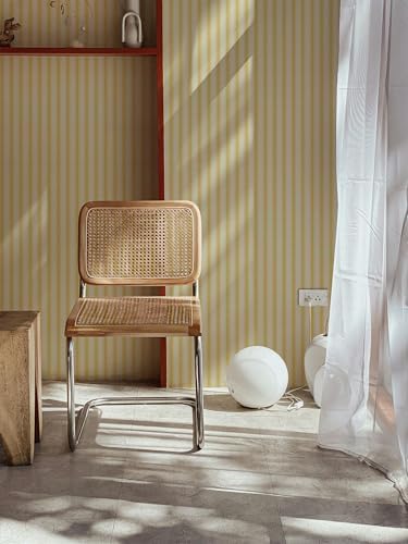 RollsRolla Neutral Beige Stripe Peel and Stick Fabric Canvas Wallpaper - Image 6