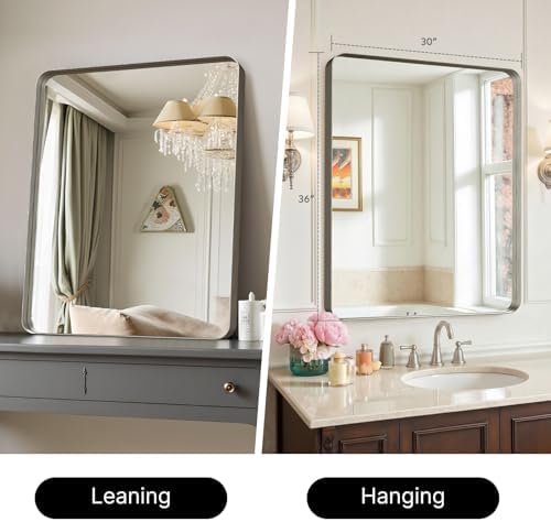 36"x30" Bathroom Vanity Mirror for Wall Aluminum Framed Farmhouse Rectangle - Image 2