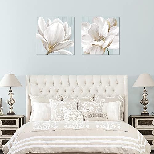 SEVEN WALL ARTS White Magnolia Wall Art Flower Artwork Floral Canvas Paintings - Image 4