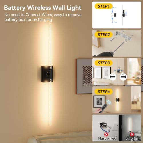 Battery Operated Wall Sconces Set of 2 - Image 4