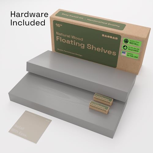 Solid Wood Floating Shelves for Wall 16 Inch Grey, Wooden Bathroom Shelf - Image 6