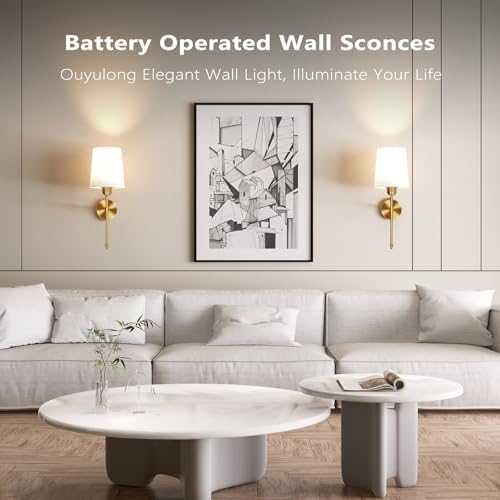 Battery Operated Wall Sconces Set of 2, Remote Control, RGB Bulb - Image 3