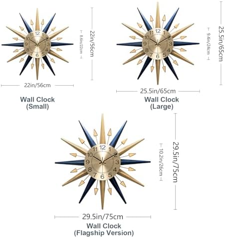 Starburst Large Wall Clock, Mid Century Decorative Wall Clock Modern Silent - Image 2