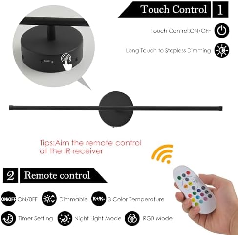KARTOOSH Battery Operated Wall Sconces Set of Two Wireless Wall Lights - Image 3