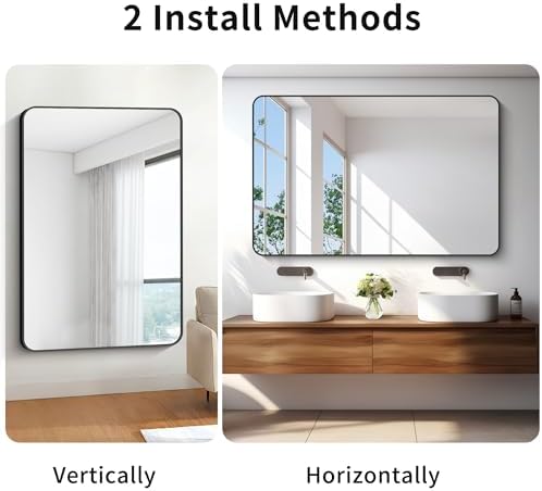 BONEWEI 55x36 inch Bathroom Mirror, Wall Mounted Bathroom Frame Vanity Mirror - Image 5