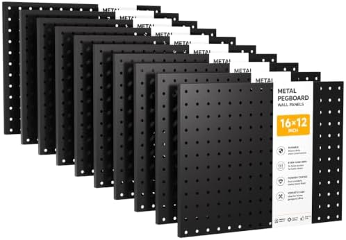 LiSHELF 10 Pack Metal Pegboard Panels, 12 x 16 Inch Heavy Duty Wall Peg Board by Unknown