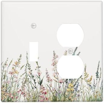 Wallplates Boho Wildflower Green Leaves Rustic Floral Botanical 1 Toggle 1 by Lightswitchcovers