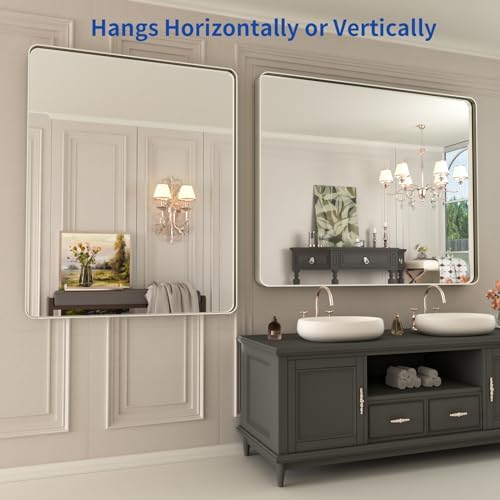 WEER Brushed Nickel Bathroom Vanity Mirror 40X32 Inch - Image 5