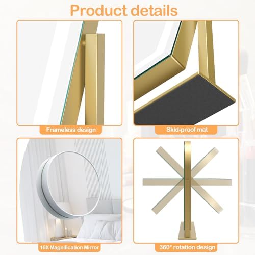 Gvnkvn Arched 17.2 in Lighted Makeup Mirror, 10X Magnifiers - Image 3