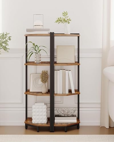 Hzuaneri Corner Shelf Stand 4-Tier Corner Bookshelf Storage Standing Shelf - Image 4