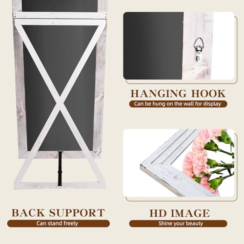 65x22in Full Length Mirror, 3-Tier Stepped Solid Wood Frame - Image 3
